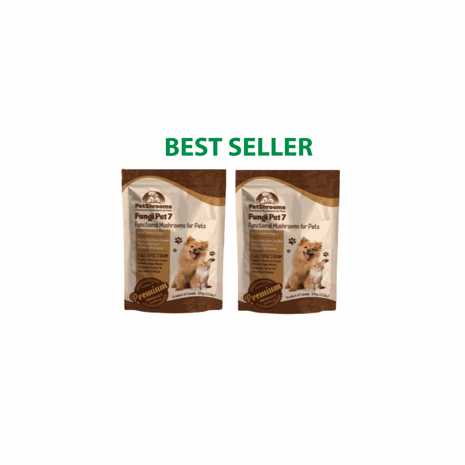 PetShrooms 7 full spectrum mushroom powder natural pet supplement for dogs and cats