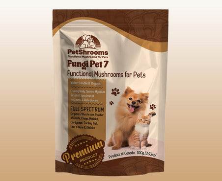 PetShroom 7 full spectrum mushroom powder natural pet supplement for dogs and cats boosting immunity and vitality