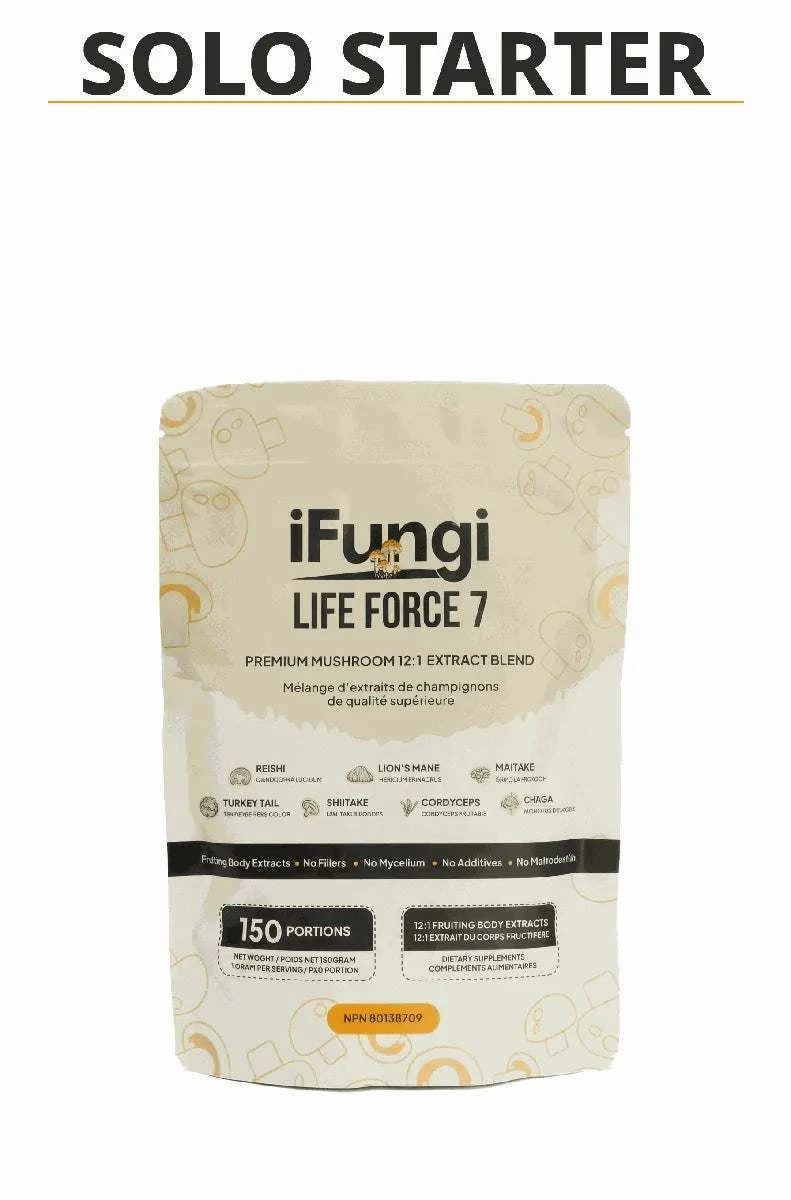 Life Force 7 natural mushroom powder blend supporting focus, energy, and immune health