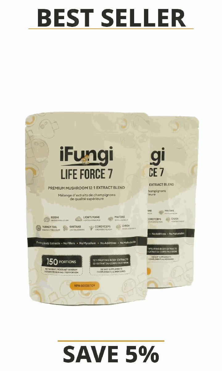 Life Force 7 premium natural mushroom powder blend for focus, energy, and wellness