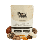 Life Force 7 mushroom powder with 7 functional mushroom extracts for natural energy, mental clarity, and immune support