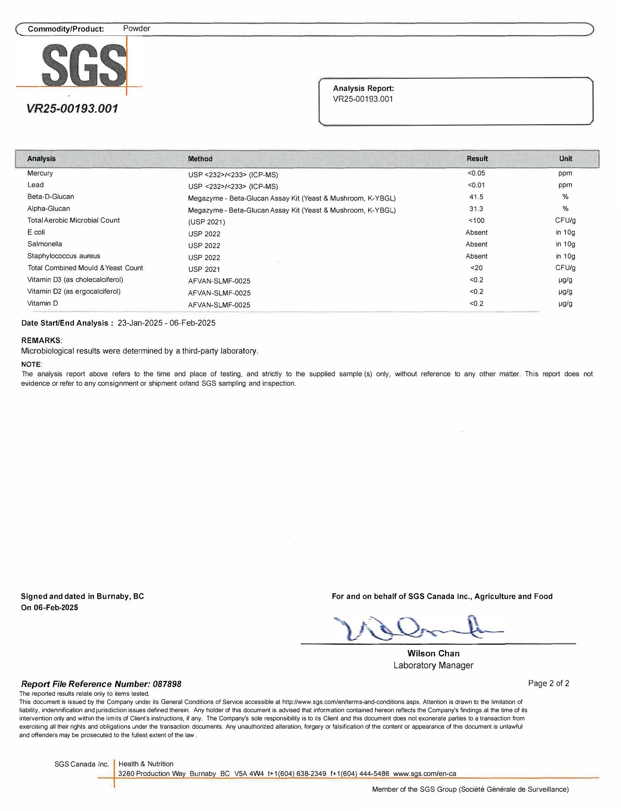 SGS Lab Report - iFungi Life Force 7 - Page 2